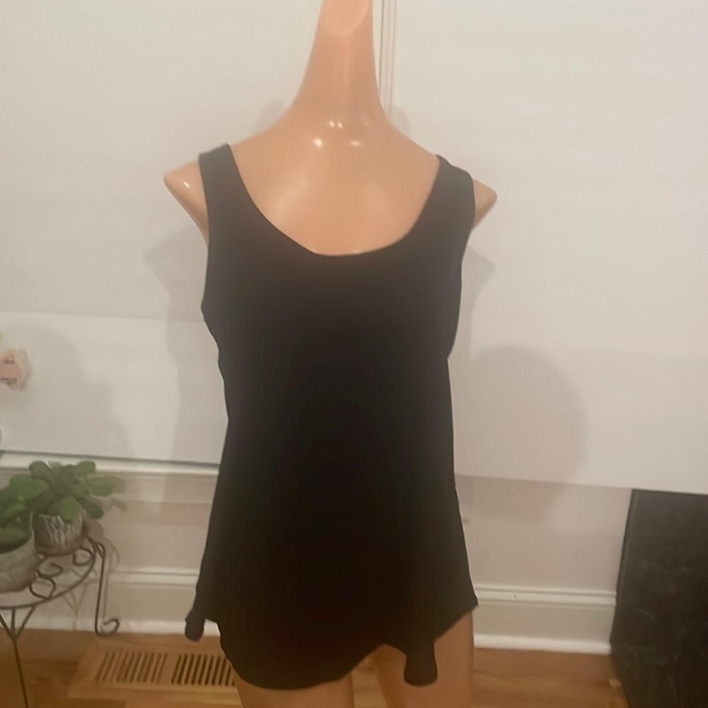 LOFT Sheer black tank top. 100% cotton. Size med